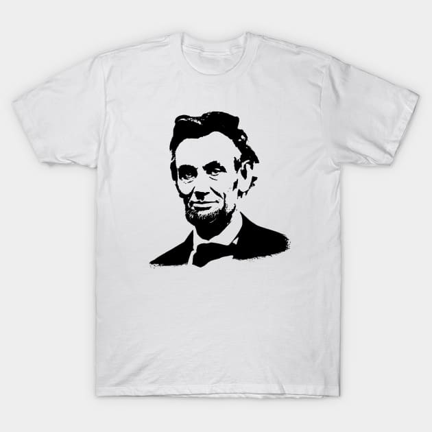 Abraham Lincoln Portrait Pop Art Black White T-Shirt by phatvo